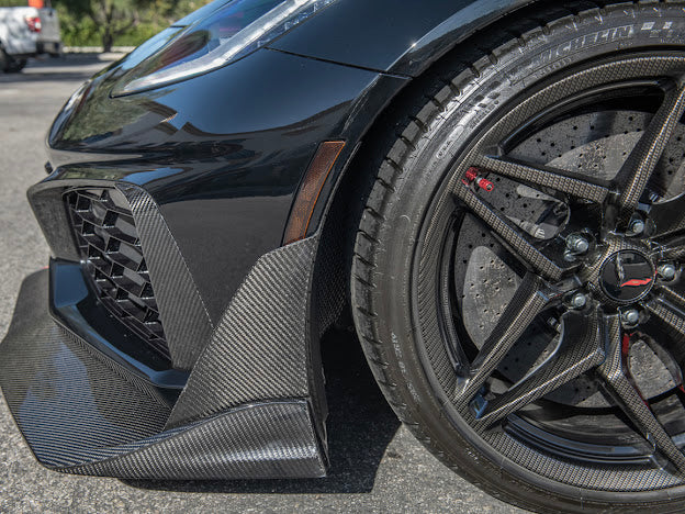 2019 CHEVROLET CORVETTE C7 ZR1 CARBON FIBER FRONT SPLITTER SIDE WINGLET EXTENSIONS (PAIR)