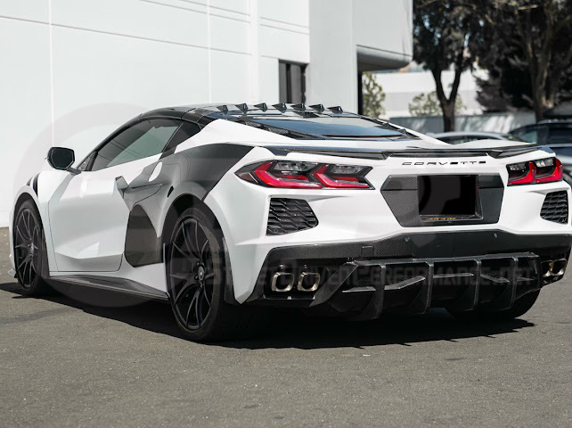 2020-Up Chevrolet Corvette C8 Stingray & Z51 | Carbon Fiber Rear Spoiler Wing Delete Hole Panel Cover