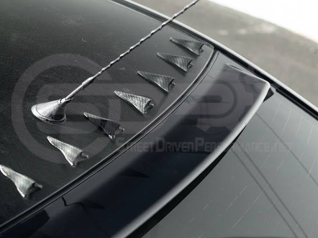 2003-2008 Toyota Corolla | JDM Tape-On Tinted Black Rear Roof Window Visor Guard