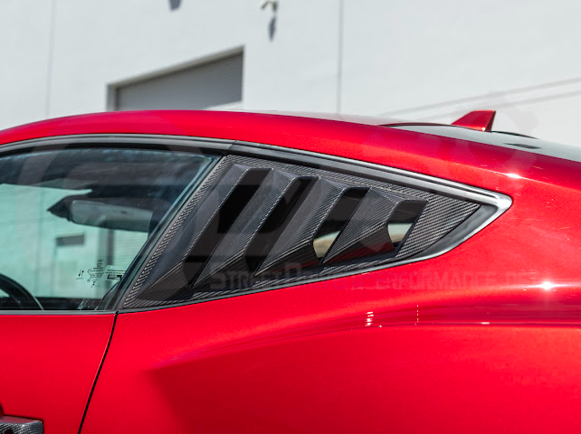 2024-UP FORD MUSTANG S650 | CARBON FIBER SIDE QUARTER WINDOW LOUVER SUN SHADE COVER