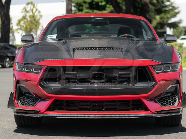 2024-Up Ford Mustang S650 | Terminator Style CARBON FIBER Front Vented Hood