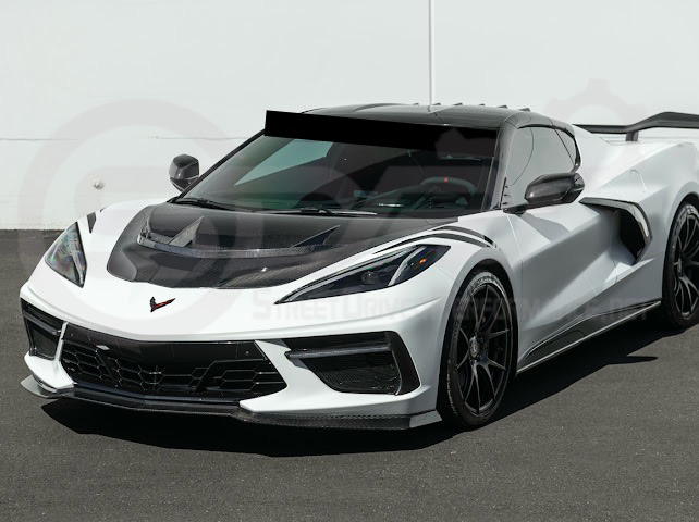 2020-PRESENT CHEVROLET CORVETTE C8 | ZR1 REPLICA STYLE DOUBLE SIDED CARBON FIBER FRONT VENTED HOOD