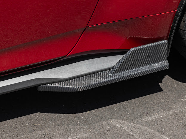 2024-UP FORD MUSTANG S650 | GT350R PERFORMANCE STYLE CARBON FIBER SIDE SKIRTS EXTENSION ROCKER PANELS GROUND EFFECTS