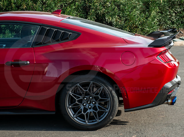 2024-UP FORD MUSTANG | DARKHORSE STYLE GLOSSY BLACK REAR TRUNK LID GURNEY FLAP WICKERBILL WING SPOILER