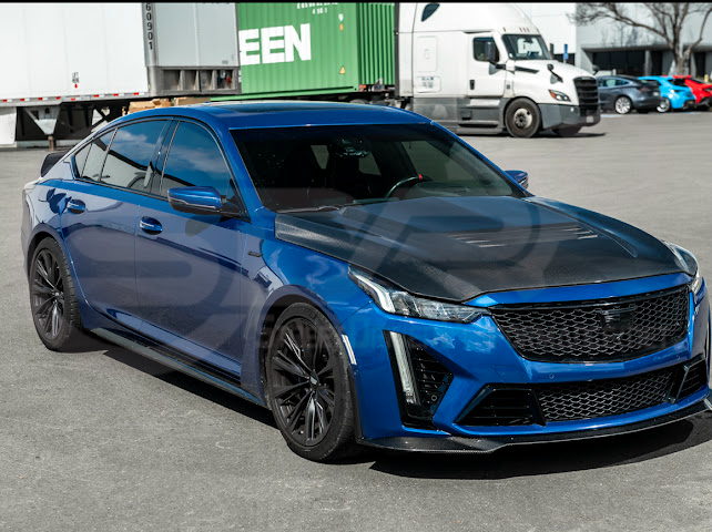 2020-Up Cadillac CT5 / CT5-V / CT5-V Blackwing | “CTS-V, V3” Style CARBON FIBER Front Vented Hood