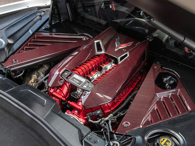 2023-Up Corvette C8 Z06 Coupe | RED CARBON FIBER Engine & Bay Panel Cover