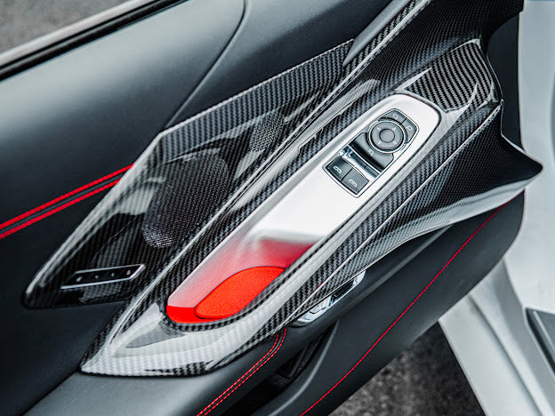 2020+ CHEVROLET CORVETTE C8 CARBON FIBER WINDOW SWITCH TRIM & PILLAR PANEL REPLACEMENT