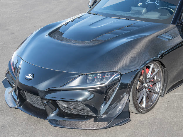 2020-UP TOYOTA SUPRA A91 CARBON FIBER FRONT SPLITTER LIP GROUND EFFECTS (2 PEICE)