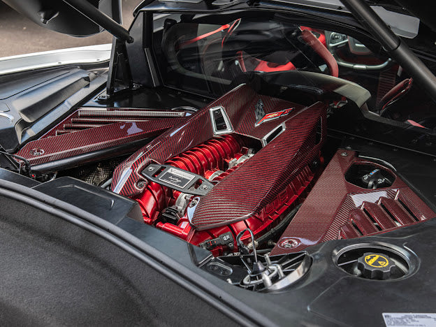 2023-Up Corvette C8 Z06 Coupe | RED CARBON FIBER Engine & Bay Panel Cover