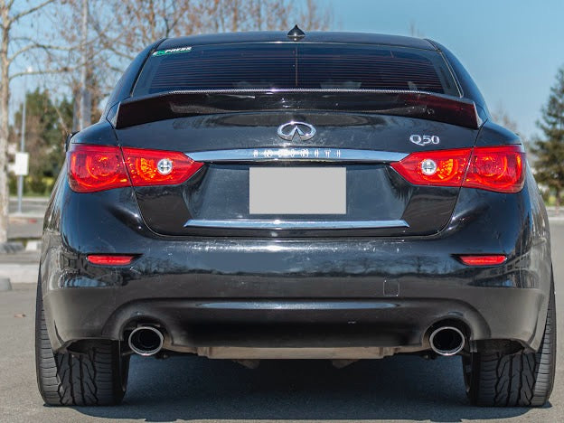 2014-Up Infiniti Q50 | LB Style High Kick CARBON FIBER Rear Trunk Wing Spoiler