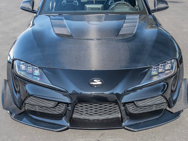 2020-UP TOYOTA SUPRA A91 CARBON FIBER FRONT SPLITTER LIP GROUND EFFECTS (2 PEICE)