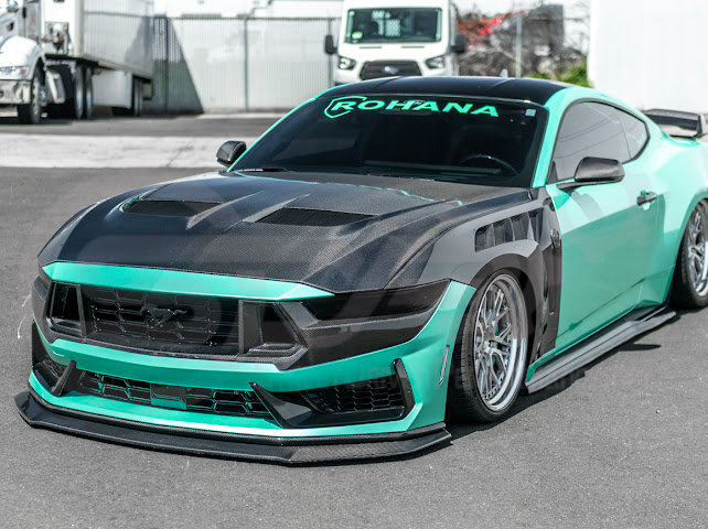 2024-Up Ford Mustang S650 Dark Horse | CARBON FIBER Front Upper Grille Insert Trim Pair