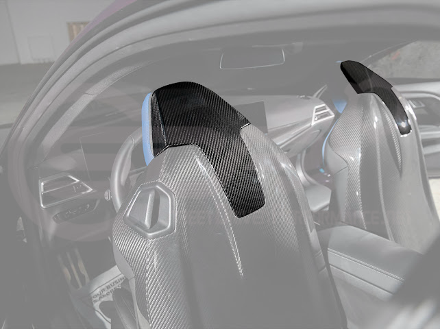 2021+ BMW G87 G80 G82/G83 M2 M3 M4 | DRY CARBON FIBER TAPE-ON FULL SEAT BACK HEADREST COVER PAIR