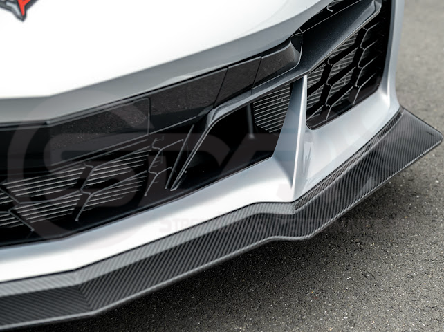 2023-UP CORVETTE C8 Z06 | Z07 STYLE EXTENDED ONE-PIECE FRONT LIP SPLITTER GROUND EFFECTS