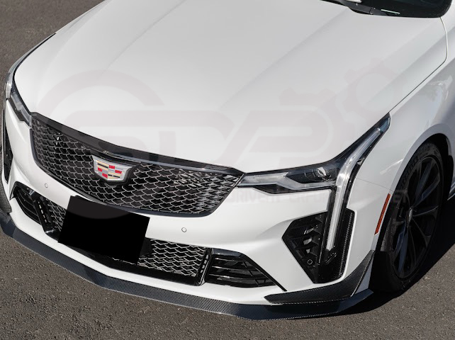 2020-UP CADILLAC CT4-V BLACKWING | CARBON FIBER FRONT LIP SPLITTER WITH CANARDS GROUND EFFECTS