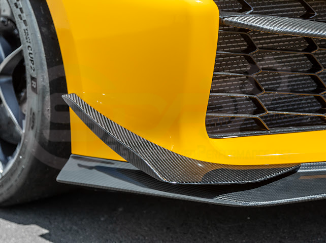 2023-UP CORVETTE C8 Z06 | Z07 EXTENDED PACKAGE CARBON FIBER FRONT LIP SPLITTER & CANARDS GROUND EFFECTS