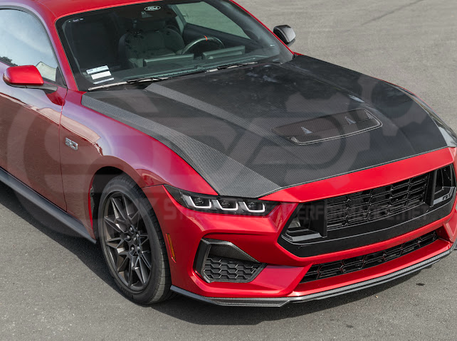 2024-Up Ford Mustang S650 | Factory Style CARBON FIBER Front Hood with Hood Vent (2 versions)