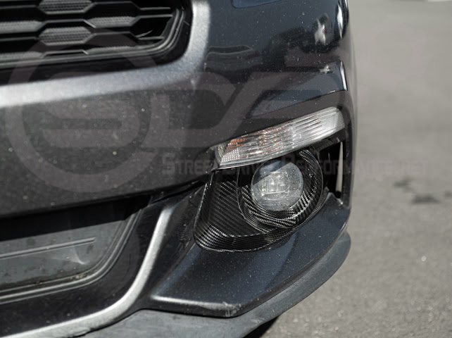 2015-2023 FORD MUSTANG S550 | CARBON FIBER FRONT BUMPER FOG LIGHT BEZEL COVER PAIR