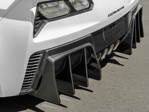 2014-2019 Corvette C7 Performance Track CARBON FIBER Rear Bumper Finned Diffuser