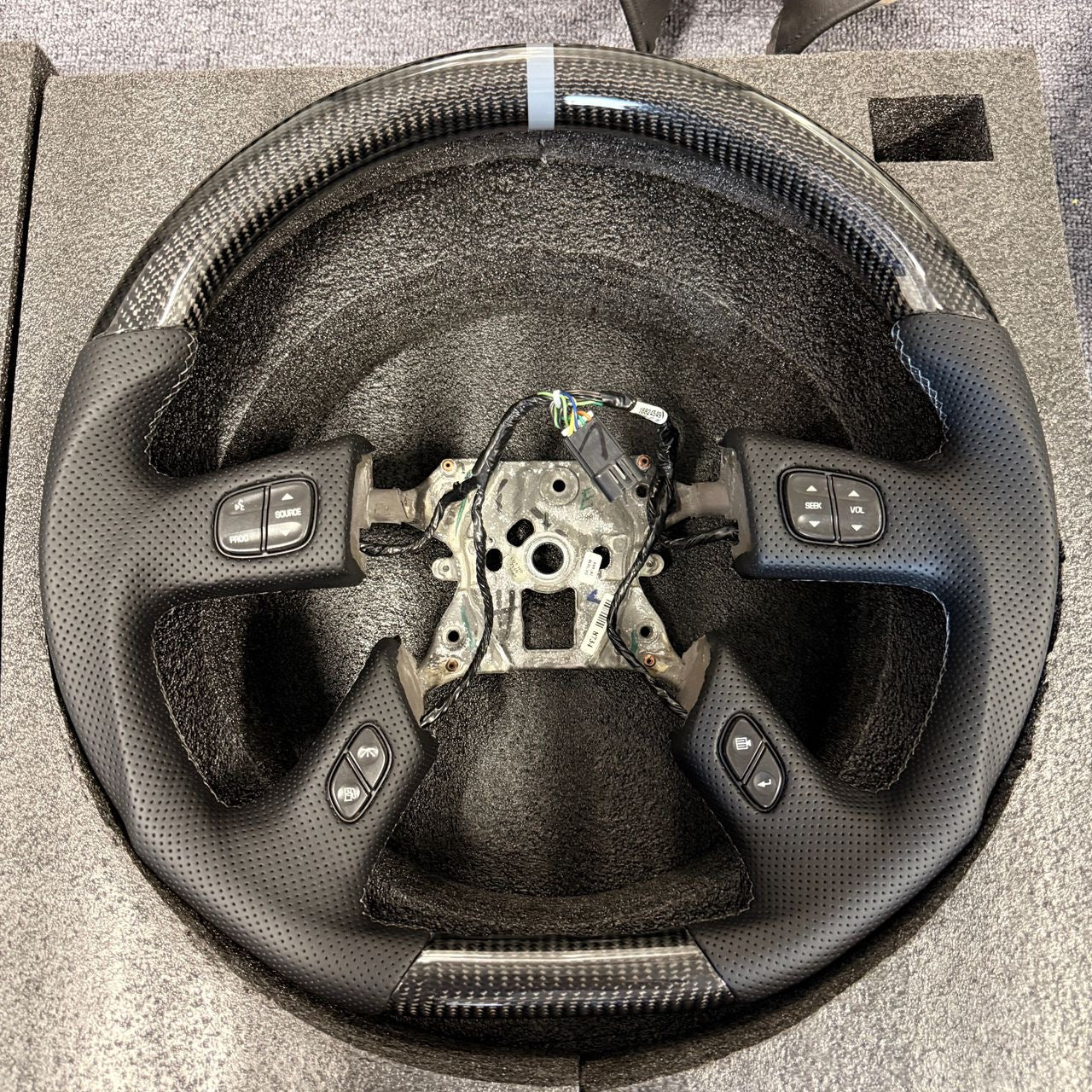 NBS Truck, SUV, TBSS Trailblazer, H2 Hummer - Carbon Fiber Steering Wheel with Perforated Leather (IN STOCK READY TO SHIP)