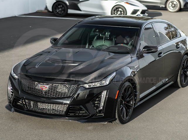 2020-Up Cadillac CT5 / CT5-V / CT5-V Blackwing | Blackwing Style CARBON FIBER Front Vented Hood