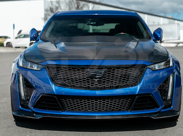 2020-Up Cadillac CT5 / CT5-V / CT5-V Blackwing | “CTS-V, V3” Style CARBON FIBER Front Vented Hood