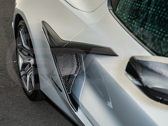 2023-Up Corvette C8 Z06 & E-Ray | Aluminum Black Rear Side Intake Mesh Grille Inserts Pair