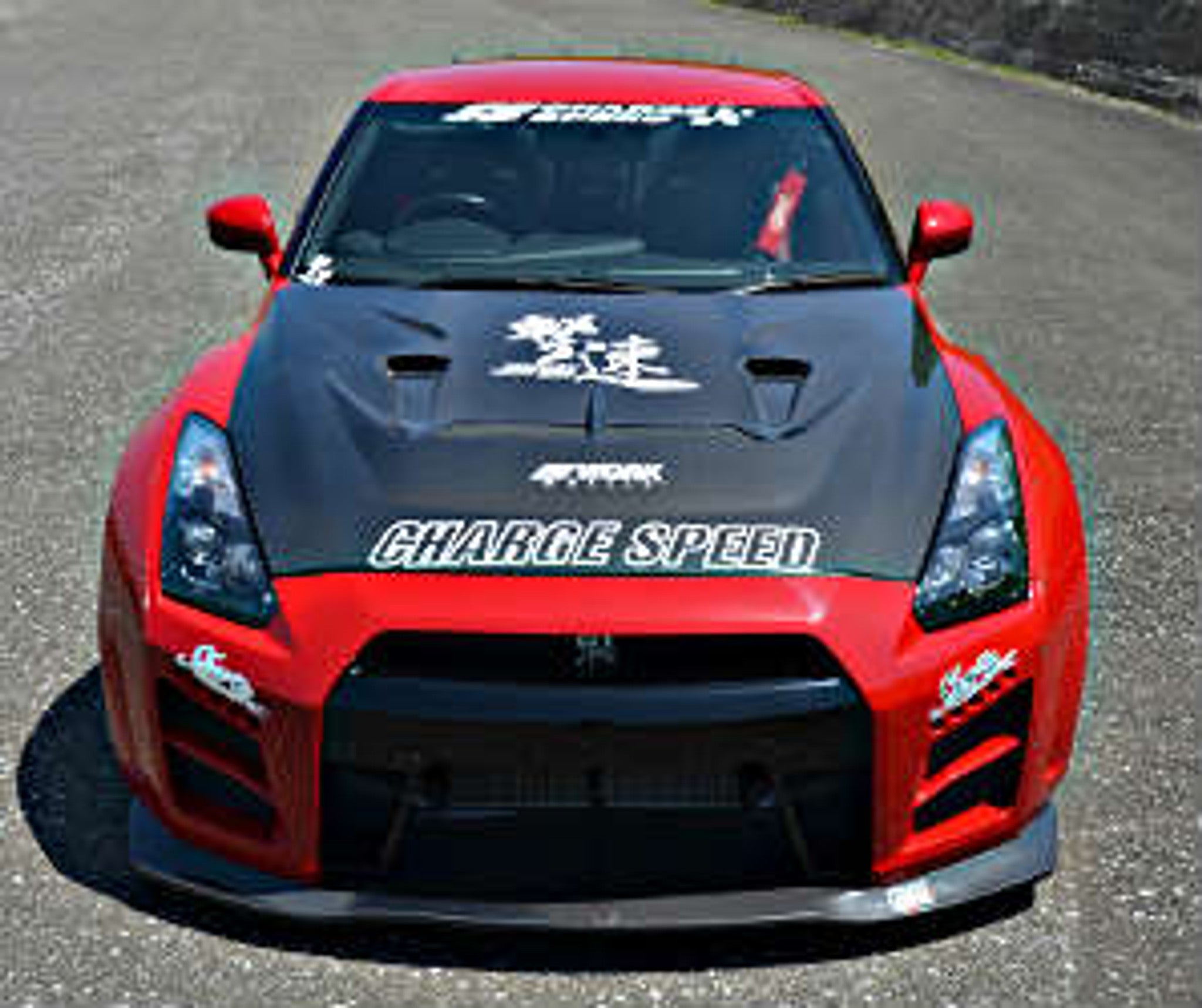 Charge Speed 2007-2011 Nissan GTR R35 Zenki Wide Body Complete Kit with FRP Front & Rear Under Diffuser in Black Gel