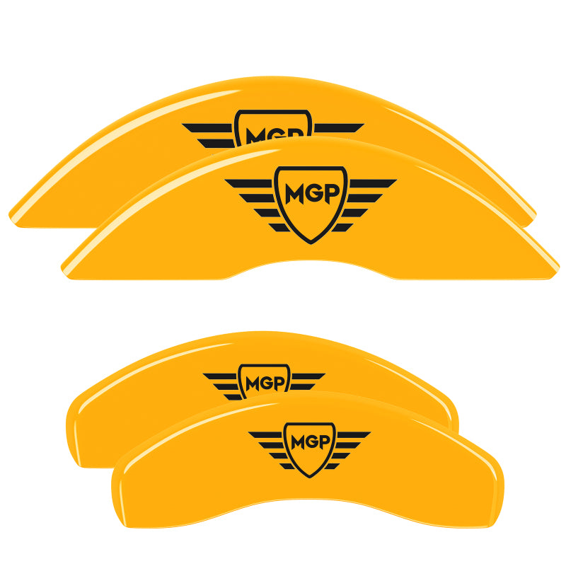 MGP 4 Caliper Covers Engraved F&R MGP Yellow Finish Black Characters 11-18 Jeep Grand Cherokee