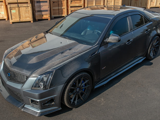 2009-2015 Cadillac CTS and CTS-V V2 | Carbon Fiber Hood Trim Molding Replacement