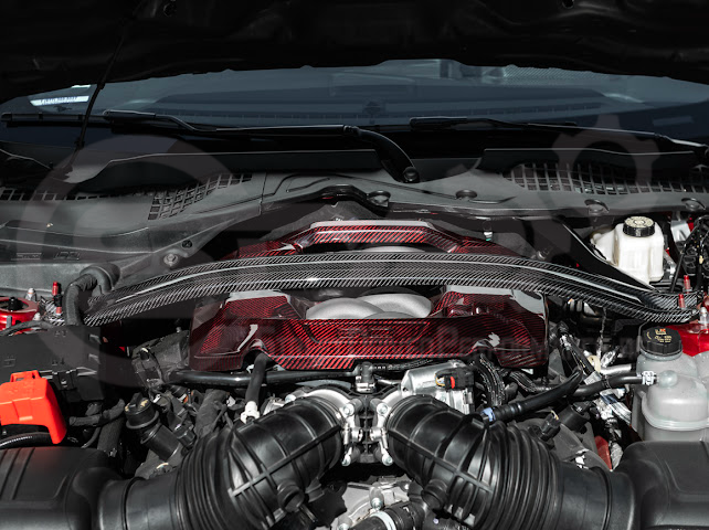2024-Up Ford Mustang S650 | S650 Dark Horse Style CARBON FIBER Engine Strut Brace Balance Tower Bar