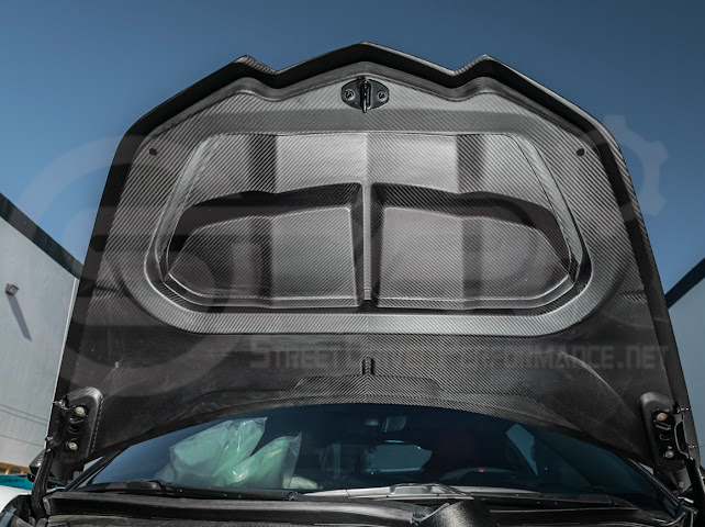 2020-PRESENT CHEVROLET CORVETTE C8 | SDP PERFORMANCE TRACK STYLE DOUBLE SIDED DRY CARBON FIBER FRONT HOOD