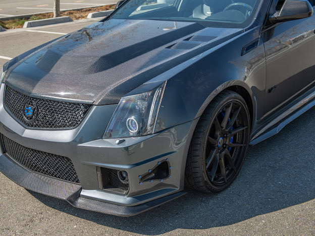 2009-2015 Cadillac CTS-V V2 SDP Style Double Sided Carbon Fiber Cowl Hood