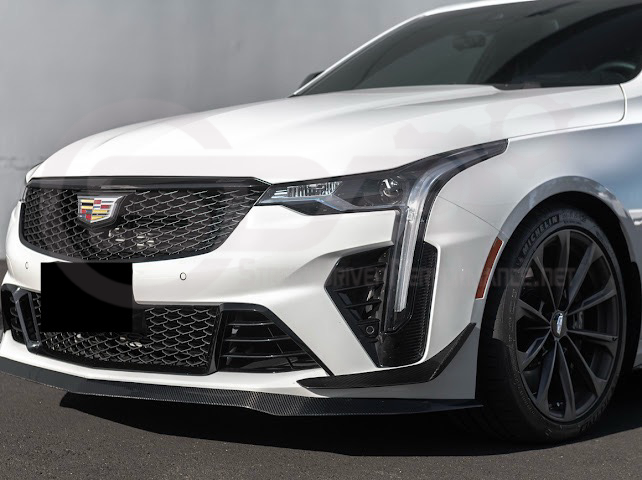 2020-UP CADILLAC CT4-V BLACKWING | CARBON FIBER FRONT LIP SPLITTER WITH CANARDS GROUND EFFECTS