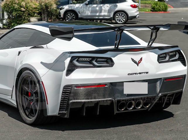 2014-2019 CHEVROLET CORVETTE C7  | EXTENDED REAR HIGH SPOILER WITH WING RISER