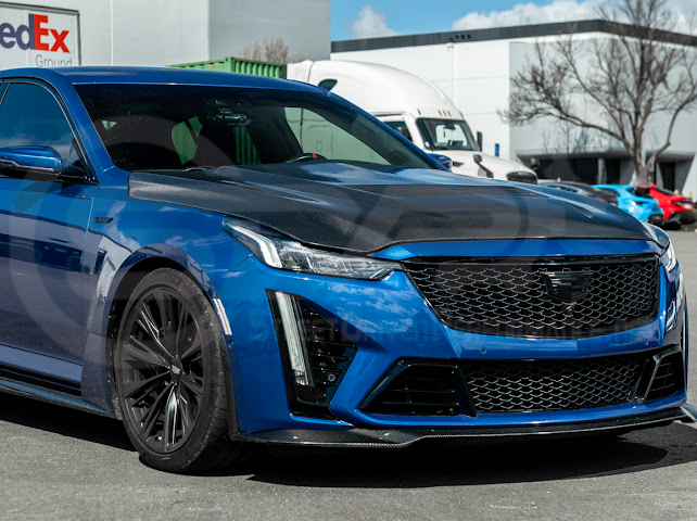 2020-Up Cadillac CT5 / CT5-V / CT5-V Blackwing | “CTS-V, V3” Style CARBON FIBER Front Vented Hood