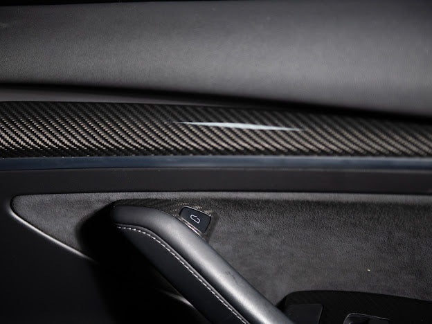 2020-UP TESLA MODEL 3 & Y CARBON FIBER INTERIOR DOOR GLASS LIFTING PANEL COVER
