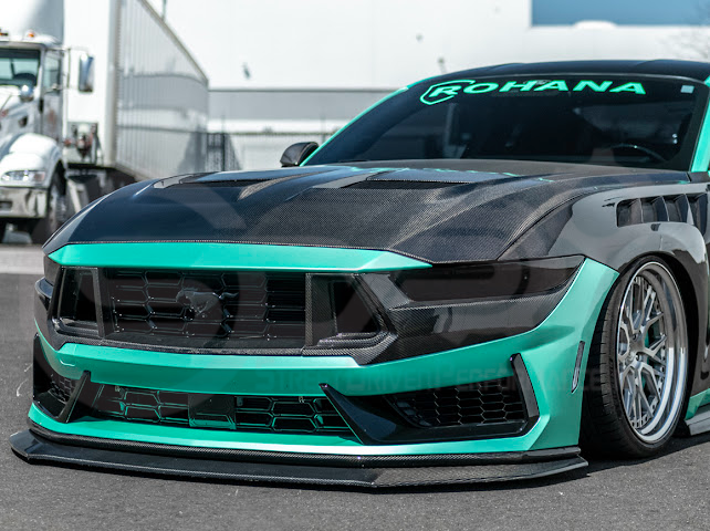 2024-Up Ford Mustang S650 Dark Horse | CARBON FIBER Front Upper Grille Insert Trim Pair