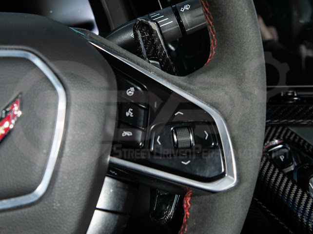 2020-UP CHEVROLET CORVETTE C8 | Lamborghini Style CARBON FIBER Steering Wheel Paddle Shifters