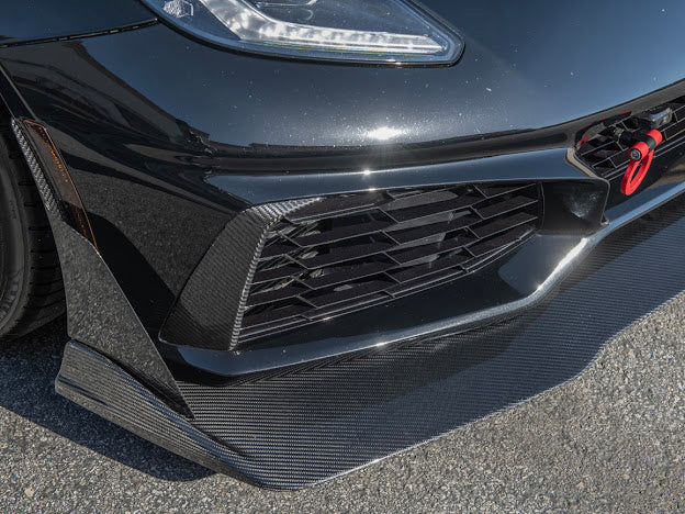 2019 CHEVROLET CORVETTE C7 ZR1 CARBON FIBER FRONT SPLITTER SIDE WINGLET EXTENSIONS (PAIR)