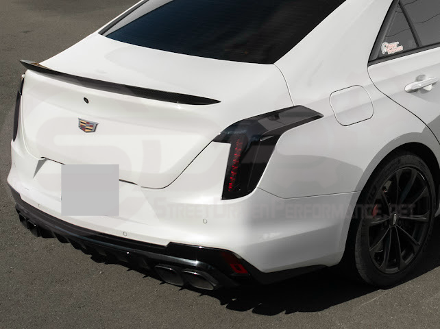 2020-Up Cadillac CT4 | SMOKE TINTED Rear Tail Light Trim Bezel Cover Pair