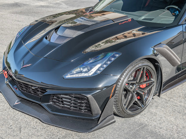 2019 CHEVROLET CORVETTE C7 ZR1 CARBON FIBER FRONT SPLITTER SIDE WINGLET EXTENSIONS (PAIR)