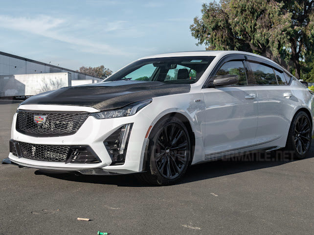 2022-UP CADILLAC CT5-V BLACKWING SEDAN | CARBON FIBER FACTORY EXTENDED STYLE FRONT LIP SPLITTER GROUND EFFECTS