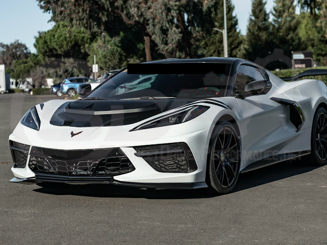 2020-PRESENT CHEVROLET CORVETTE C8 | ZR1 REPLICA STYLE  MATTE BLACK FRONT VENTED HOOD