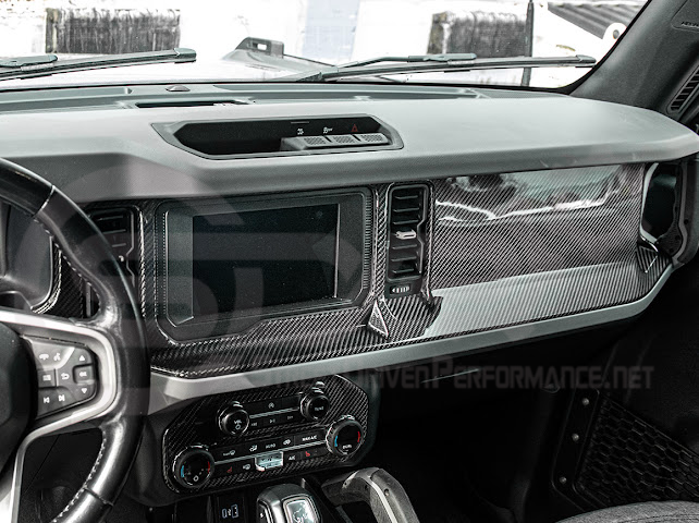 2021-UP FORD BRONCO CARBON FIBER PASSENGER SIDE DASHBOARD AC OUTLET PANEL COVER