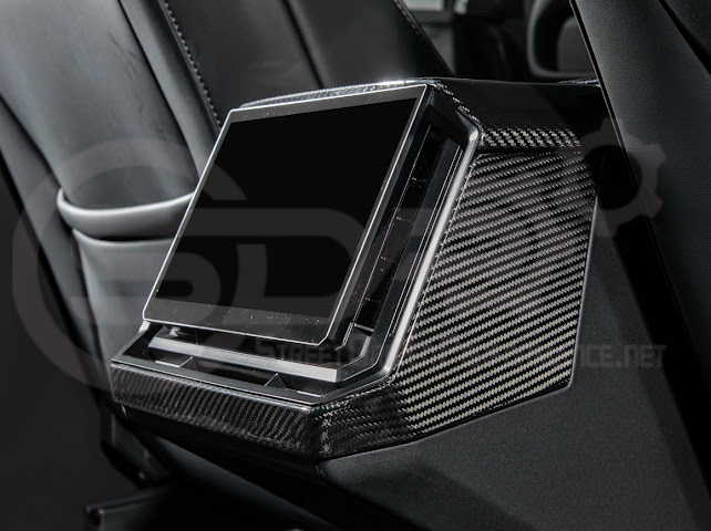 2024-Up Tesla Cybertruck | Interior DRY Carbon Fiber Rear Display Lower Trim Cover