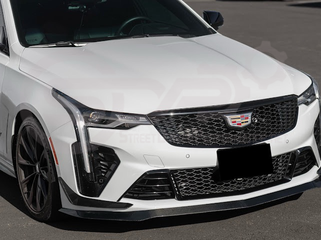 2020-UP CADILLAC CT4-V BLACKWING | CARBON FIBER FRONT LIP SPLITTER WITH CANARDS GROUND EFFECTS