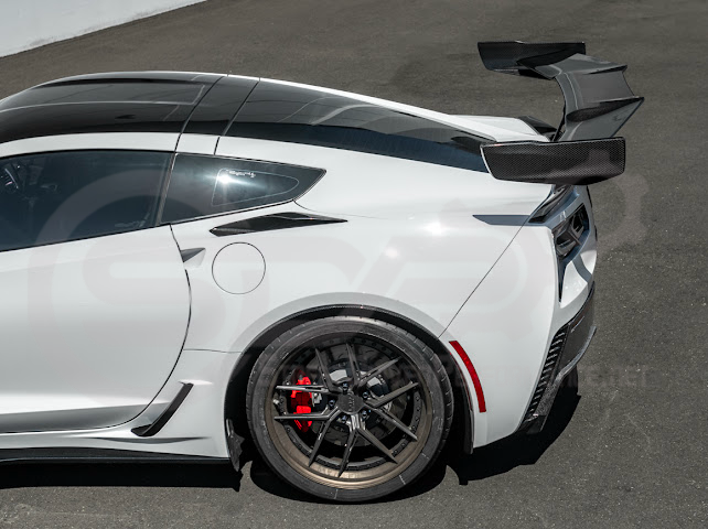 2014-2019 CHEVROLET CORVETTE C7  | EXTENDED REAR HIGH SPOILER WITH WING RISER