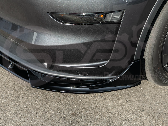 2025-UP TESLA MODEL Y | SDP TRACK STYLE GLOSS BLACK 4 PIECE FRONT LIP SPLITTER GROUND EFFECTS