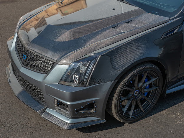 2009-2015 Cadillac CTS and CTS-V V2 | Carbon Fiber Hood Trim Molding Replacement